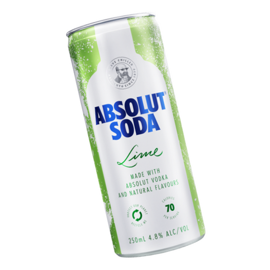 Absolut Vodka Lime & Soda Cans 250ml - Pack of 24