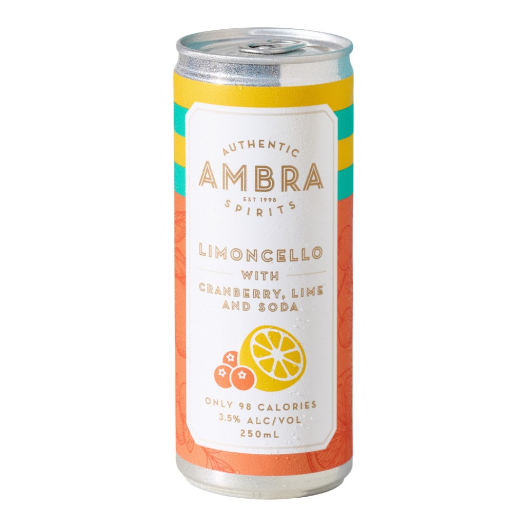 Ambra Limoncello With Cranberry, Lime And Soda 250ml - Pack of 24