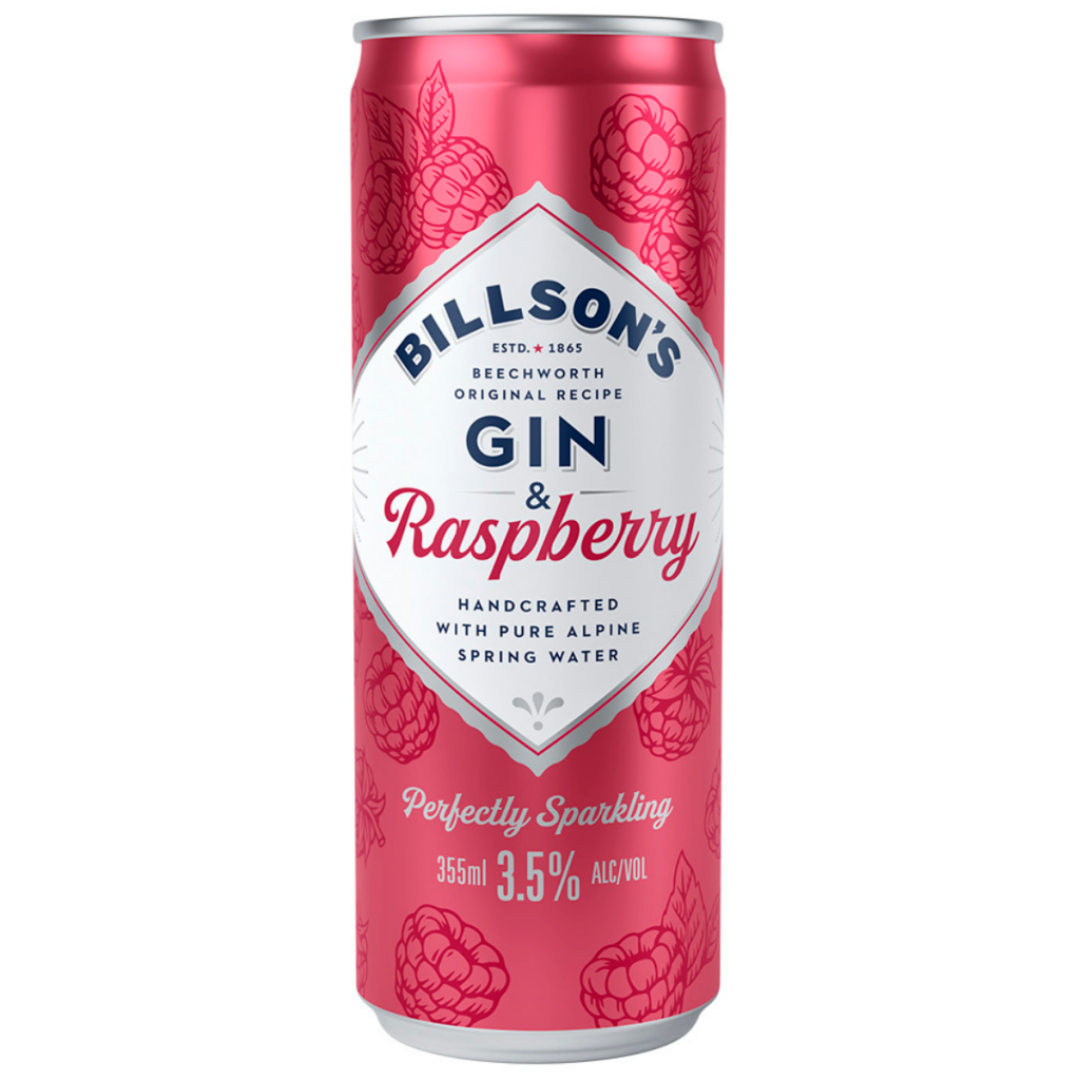 Billson's Gin & Raspberry Can 355mL - Pack of 24