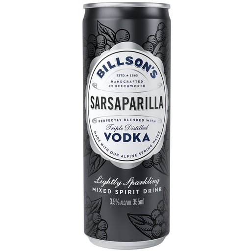 Billson's Vodka & Sarsaparilla 355Ml - Pack Of 24