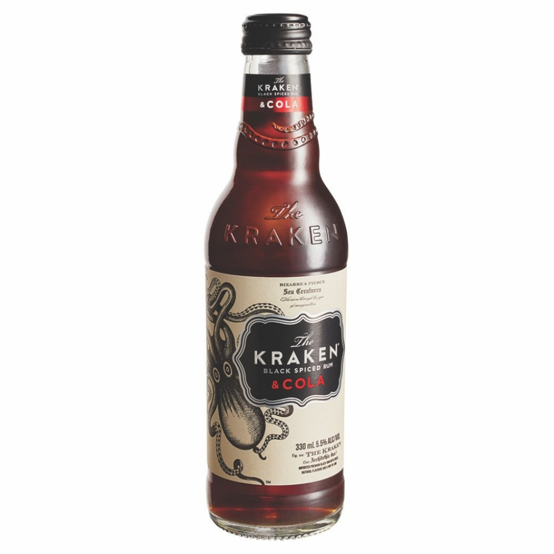 Kraken Black Spiced Rum & Cola Bottle 330mL 24 Pack