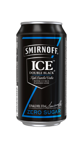 Smirnoff Double Black Zero Sugar 375ml - pack of 24