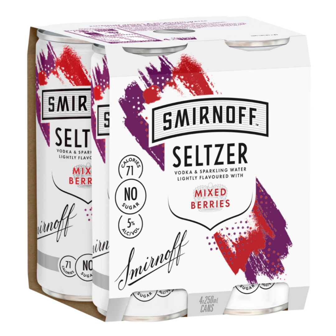 Smirnoff Seltzer Mixed Berries 250ml - Pack of 24