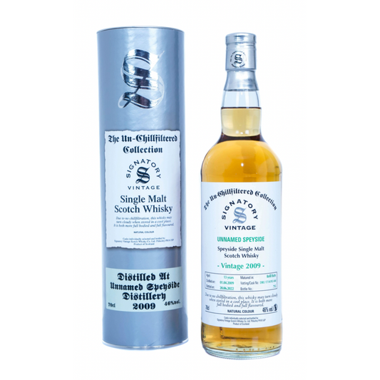 Unnamed Speyside 2009 Aged 13 Years Single Malt Scotch Whisky - The Un-Chillfiltered Collection by Signatory Vintage (700ml)