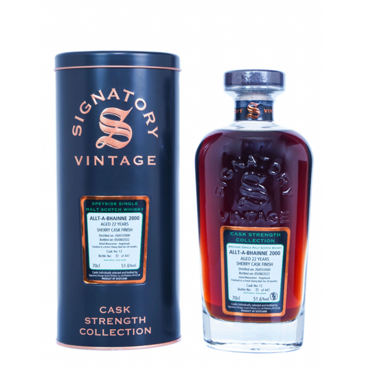 Allt-a-Bhainne 2000 Aged 22 Years Cask Strength Single Malt Scotch Whisky - Signatory Vintage (700ml)