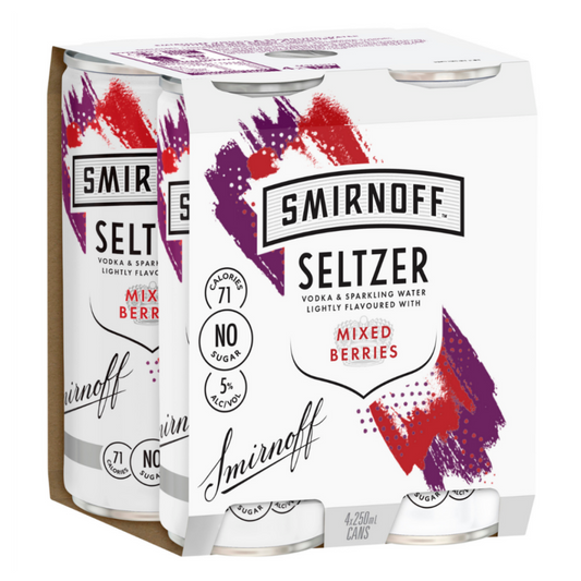 Smirnoff Seltzer Mixed Berries 250ml - Pack of 24
