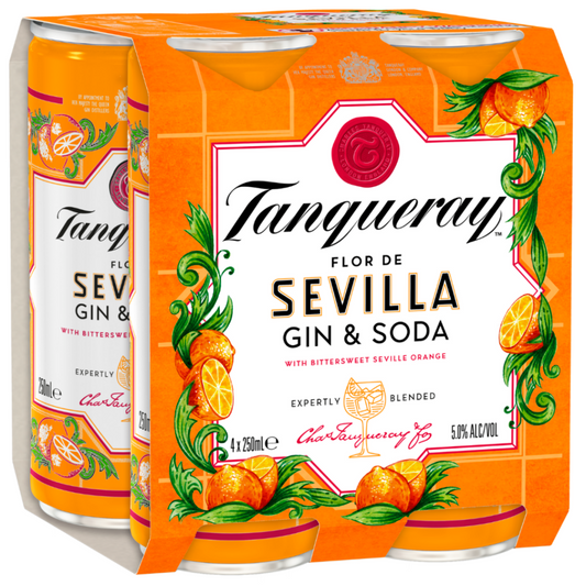 Tanqueray Sevilla Gin & Soda Cans 24 x 250ml